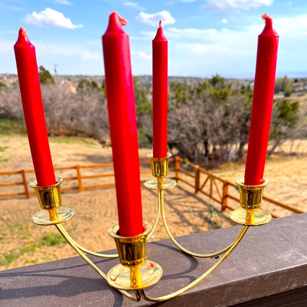 Brass Quartet Taper Candle Centerpiece Holder Vintage PartyLite P0478
